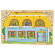 هيا نتعلم - بزل تركيب المنزل الدورين - خشبي