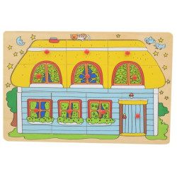 هيا نتعلم - بزل تركيب المنزل الدورين - خشبي