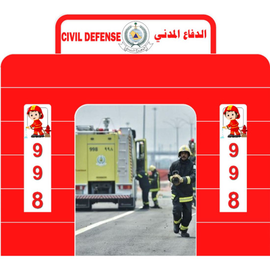 لوحة تعليمية مجسم الدفاع المدني 200*180سم