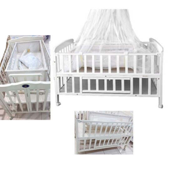 سرير أطفال الحضانات خشبي لون ابيض جودة عالية