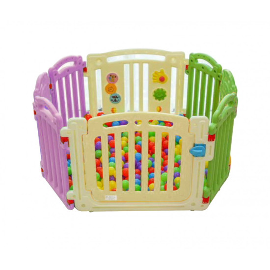 حواجز بلاستيكية عدد 8 قطع مع باب و ألعاب - ملون الارتفاع 63سم