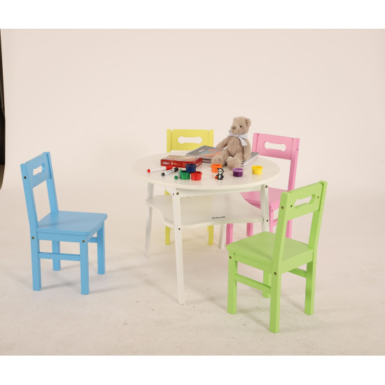 طاولة دائرية مع الكراسي الملونة 4 كراسي