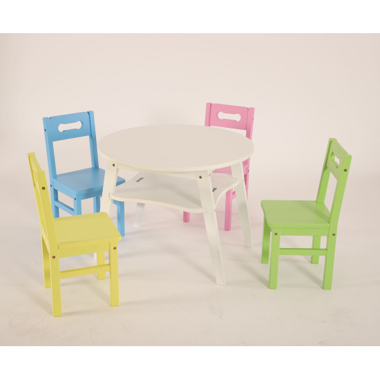 طاولة دائرية مع الكراسي الملونة 4 كراسي