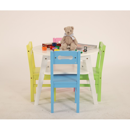 طاولة دائرية مع الكراسي الملونة 4 كراسي