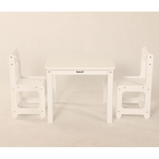 طاولة المربعة مع 2 كراسي بيضاء مقاس CM 50.8*60*60