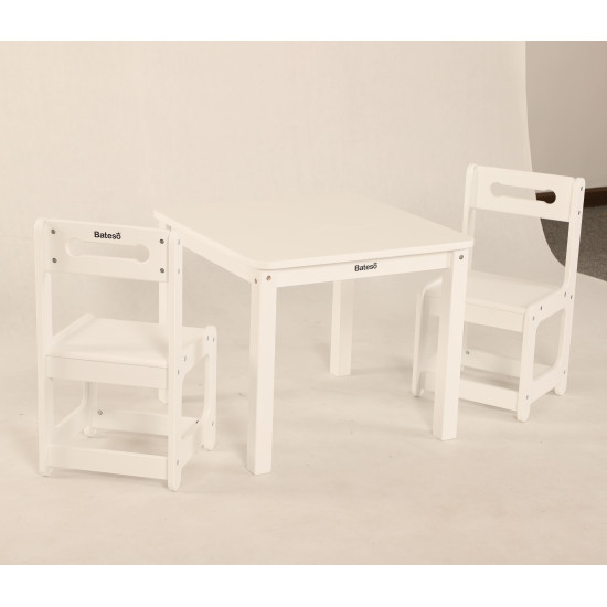 طاولة المربعة مع 2 كراسي بيضاء مقاس CM 50.8*60*60